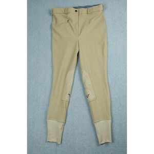 Tuffrider Ribb Knee Patch Tan Equestrian Stretch‎ Leggings Pants Women's Sz 32